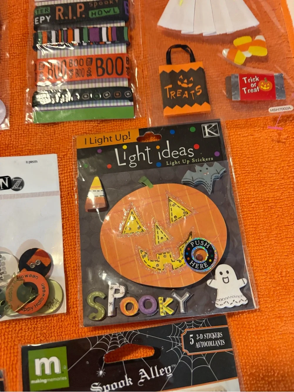 Halloween lot of 13 sealed NEW pkg’sassorted Party Craft Embellishments - Orange